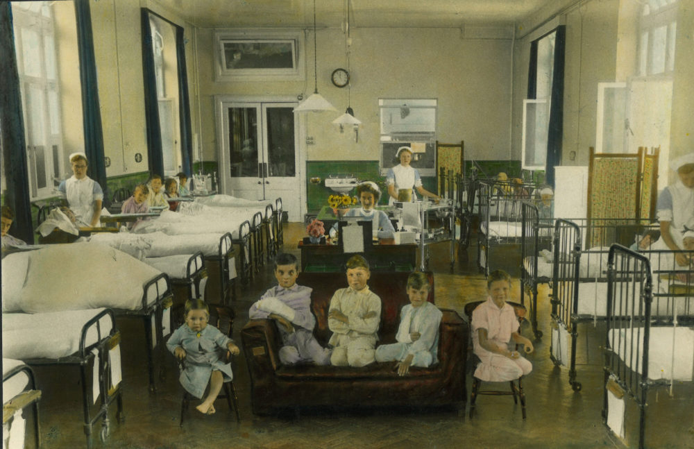 Colourised portrait of child inpatients, 1930s